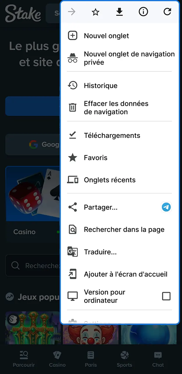 Pour jouer sur Stake, téléchargez le fichier d'installation sécurisé.