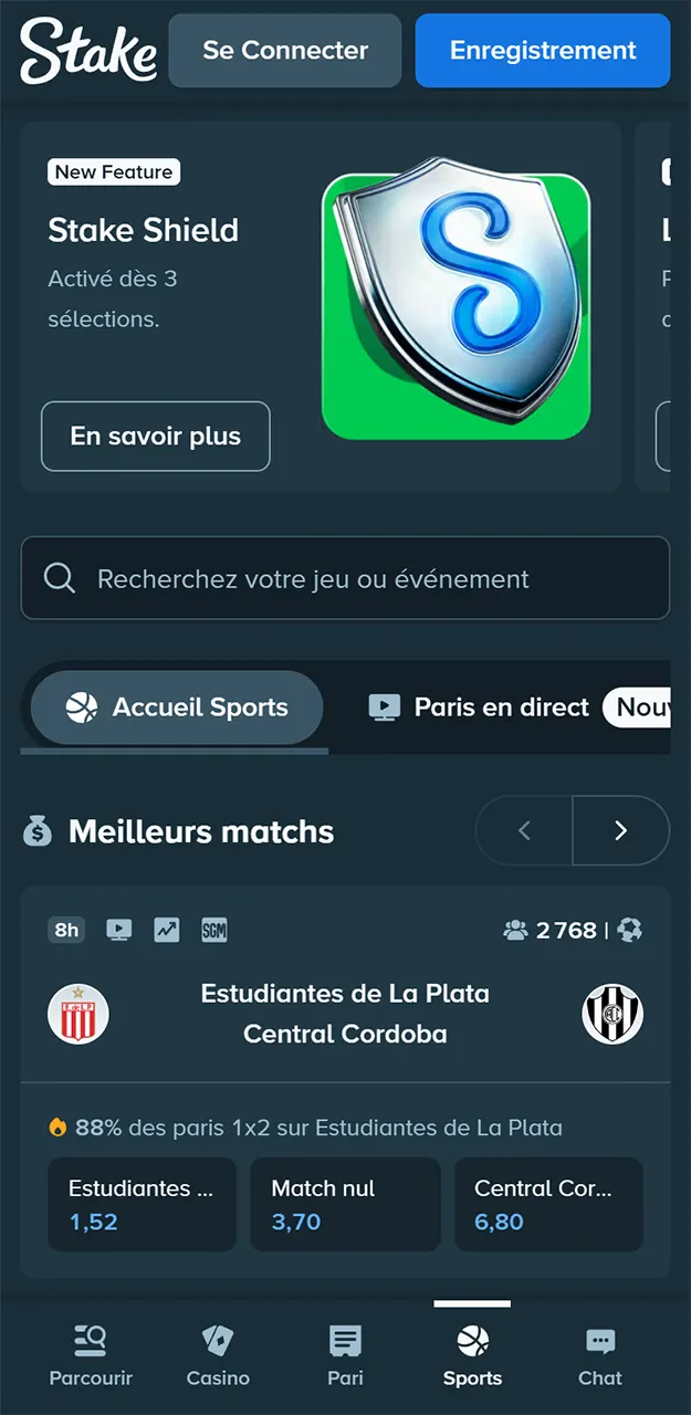 Inscrivez-vous et placez votre premier pari sur Stake.