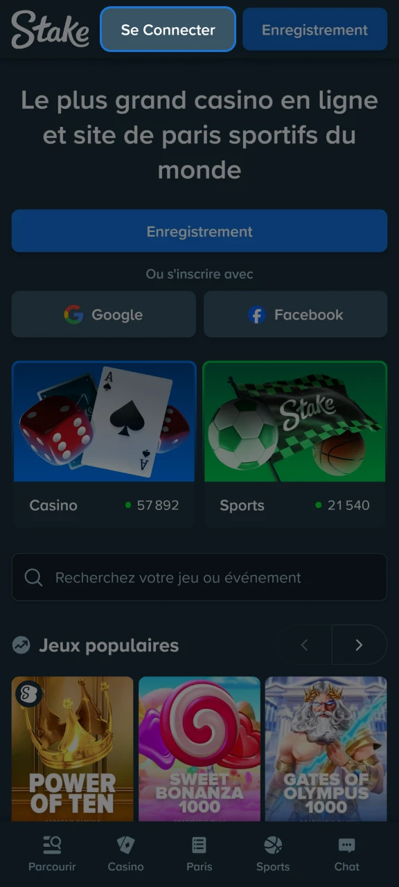 Connectez-vous à votre compte Stake pour effectuer un retrait.
