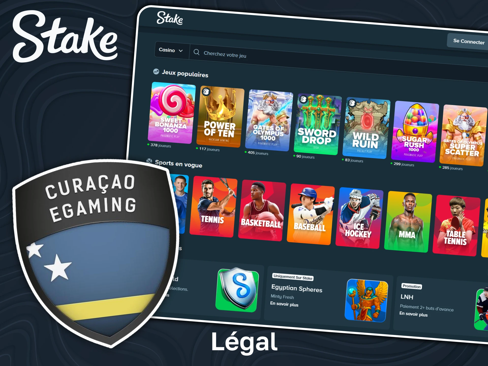 Le site web et l'application officiels de Stake sont parfaitement légaux et disposent d'une licence.