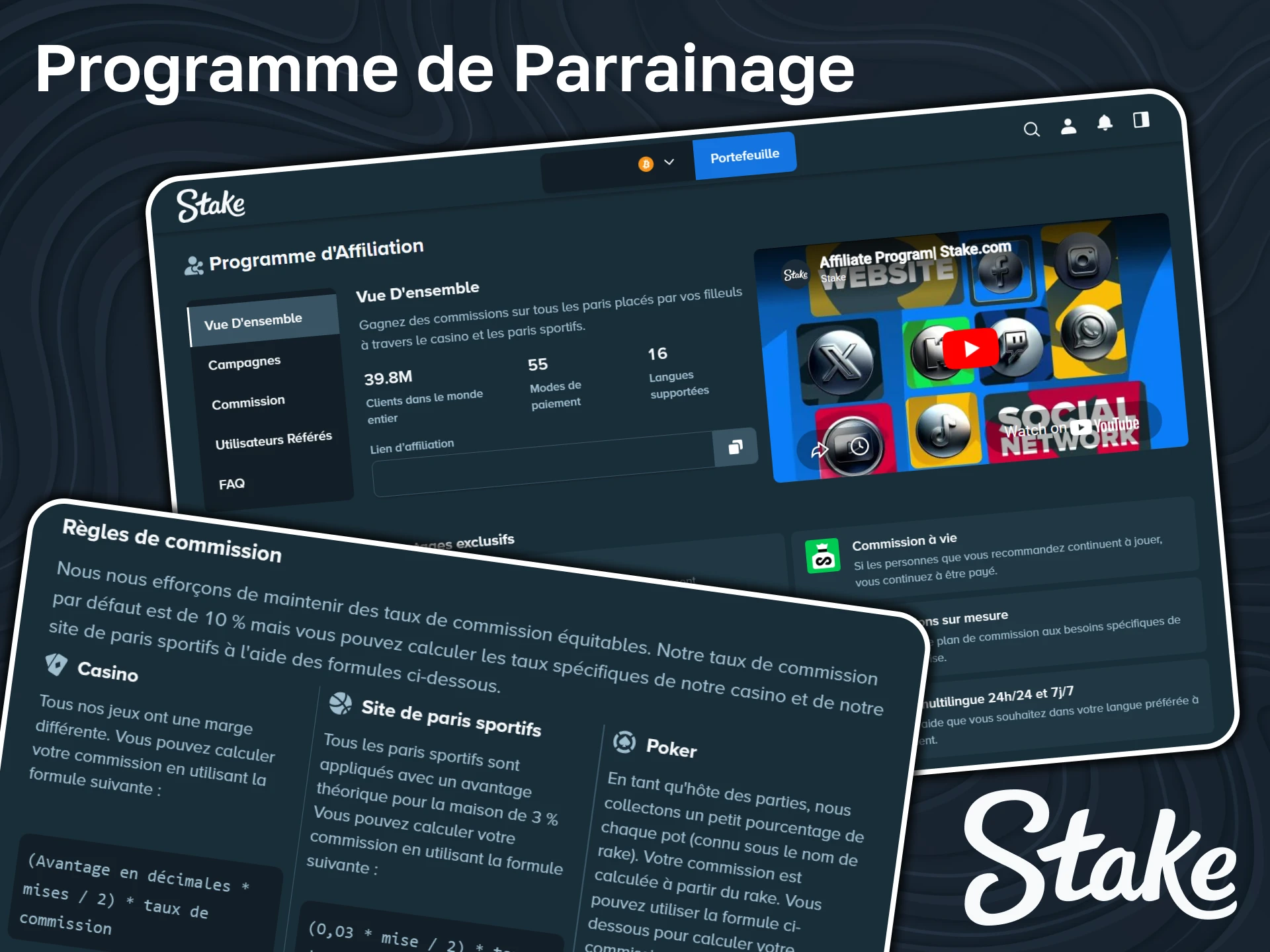 Stake propose un programme de partenariat offrant de nombreux avantages.