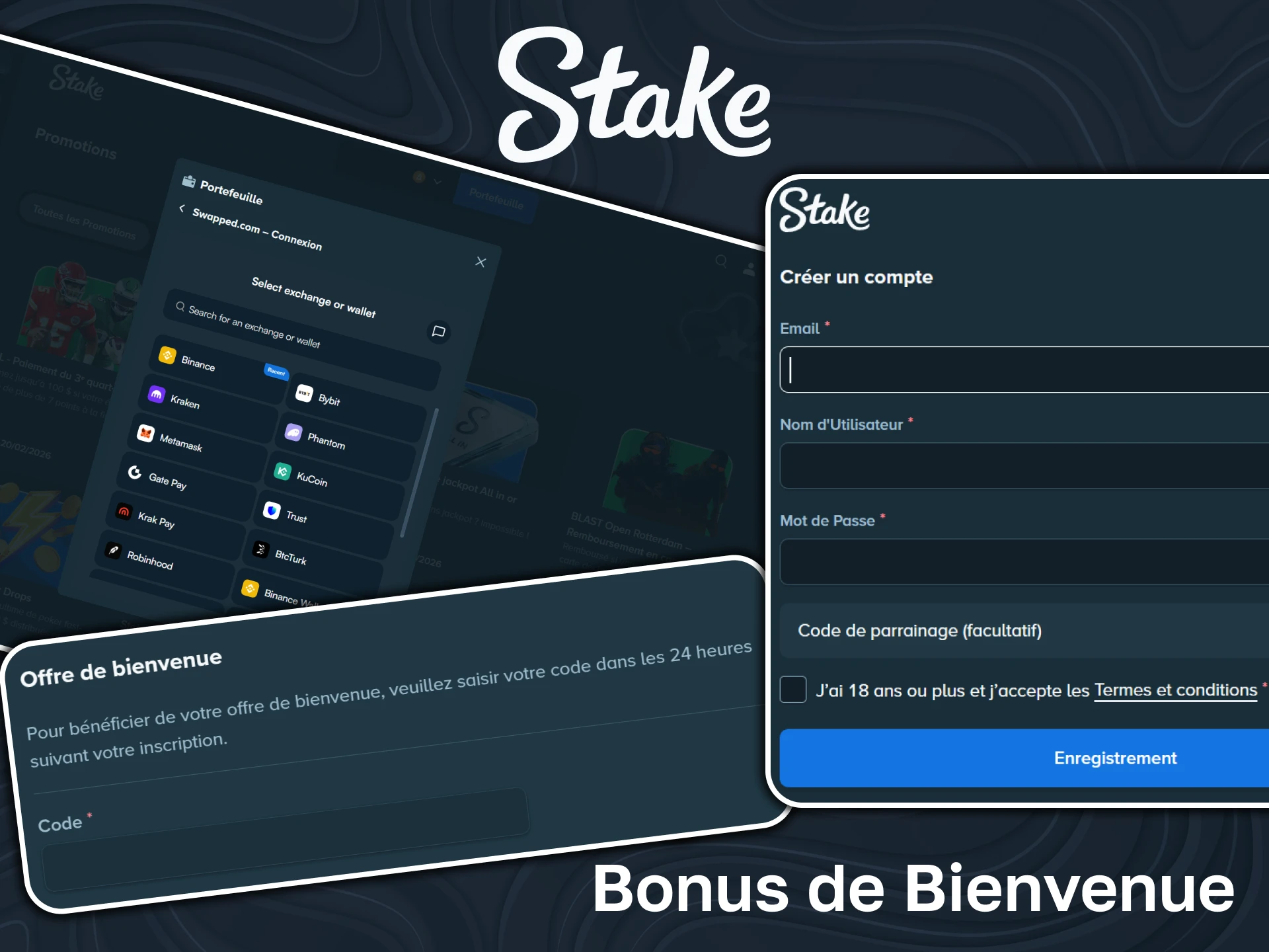 Effectuez votre premier dépôt pour obtenir un bonus de bienvenue de la part de Stake.