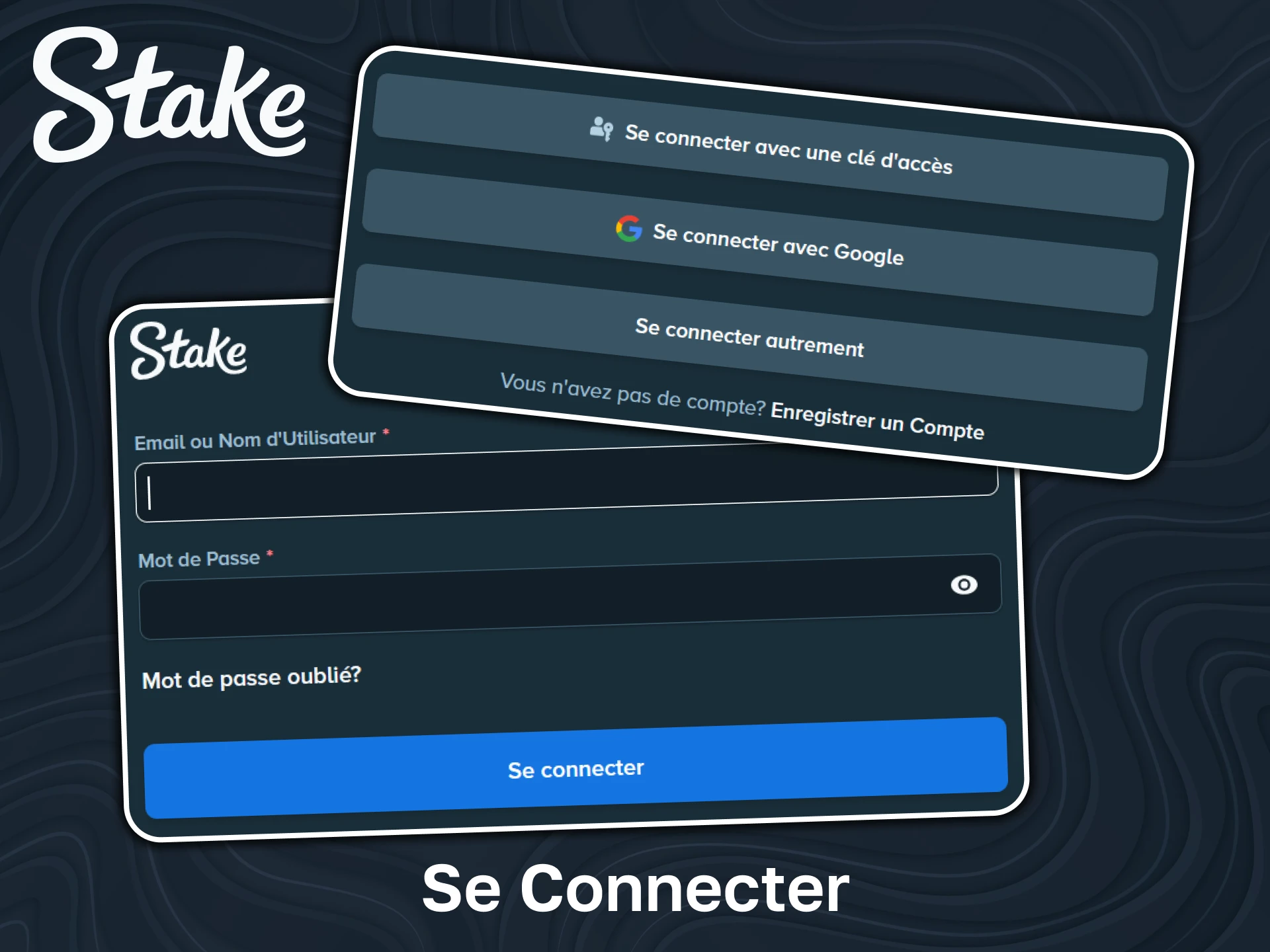 Connectez-vous sur Stake à l'aide de vos identifiants ou de vos réseaux sociaux.