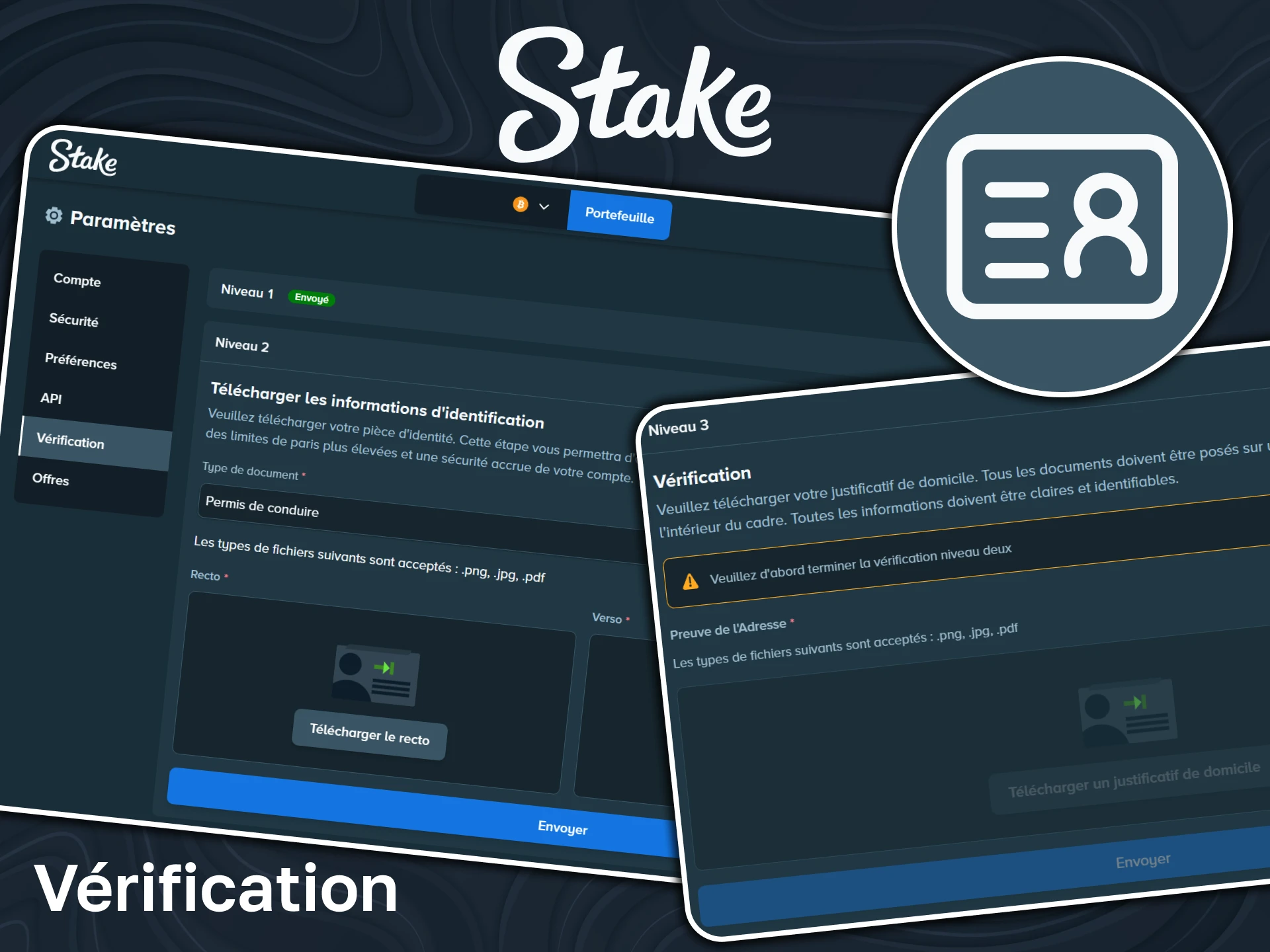 Effectuez la vérification pour utiliser la plateforme Stake en toute sécurité.